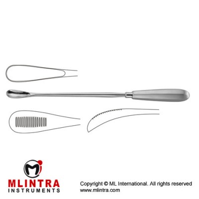 Cuzzi Placenta Scoop Blunt - Back Side Serrated Stainless Steel, 30 cm - 11 3/4" Cup Size 17 mm Cuzzi Placenta Scoop Blunt - Back Side Serrated Stainless Steel, 30 cm - 11 3/4" Cup Size 17 mm